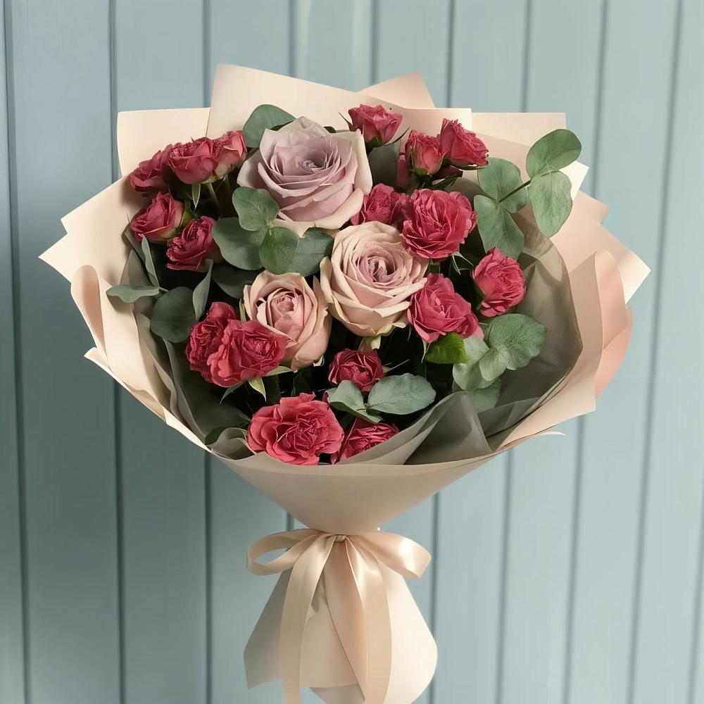 Букет цветов из: Гвоздики и Розы в Солуно-Дмитриевском