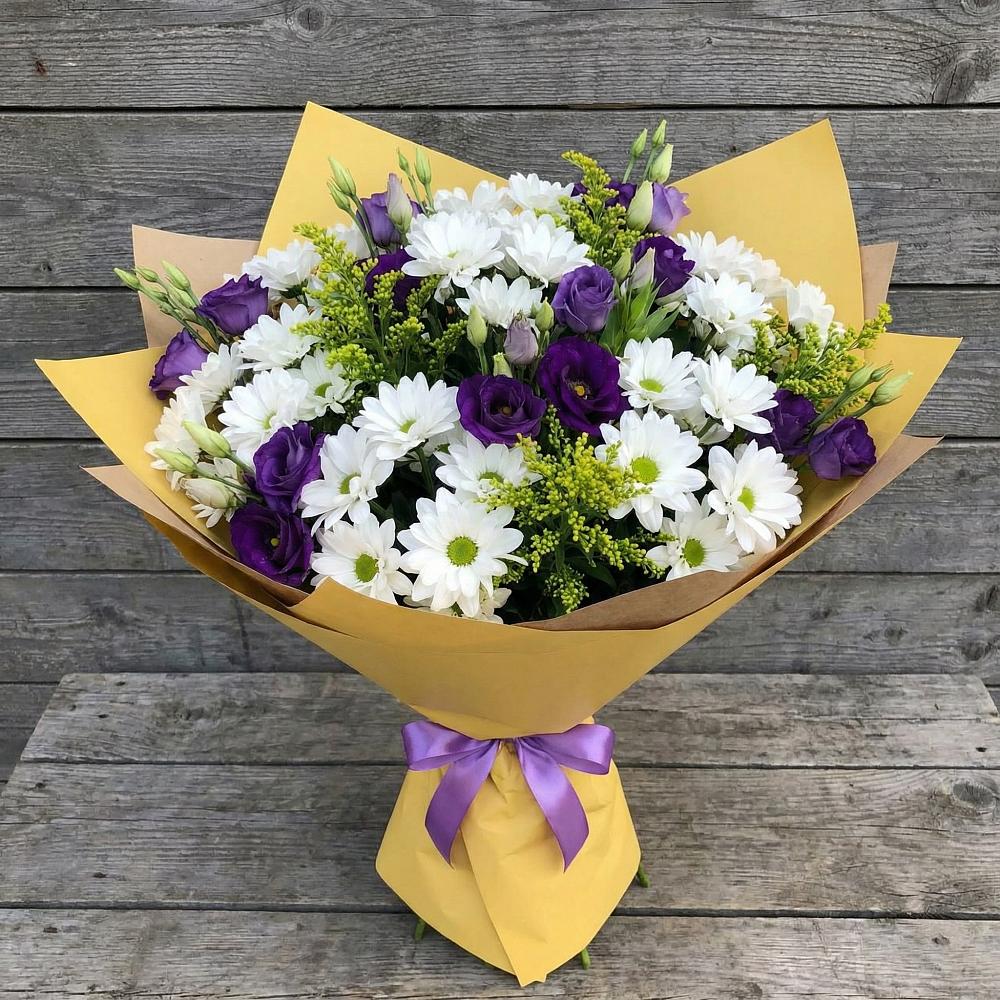 Букет цветов из: Ирисы, Хризантемы и Ромашки в Солуно-Дмитриевском