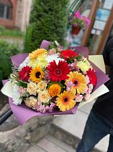 Букет цветов из:  Герберы, Ромашки, Хризантемы, Розы и Подсолнухи #REPLACE_PRED# Солуно-Дмитриевском