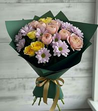 Букет цветов из:  Хризантемы и Розы в Солуно-Дмитриевском