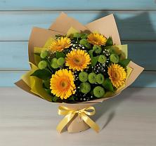 Букет цветов из:  Герберы и Хризантемы в Солуно-Дмитриевском