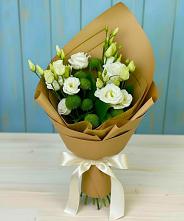 Букет цветов из:  Хризантемы и Лизиантусы #REPLACE_PRED# Солуно-Дмитриевском