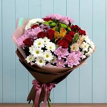 Букет цветов из:  Розы, Хризантемы и Альстромерии в Солуно-Дмитриевском