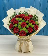 Букет цветов из:  Розы и Хризантемы #REPLACE_PRED# Солуно-Дмитриевском