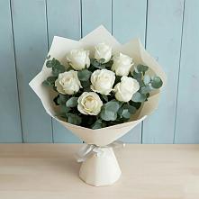 Букет Белые розы в Эвкалипте в Солуно-Дмитриевском