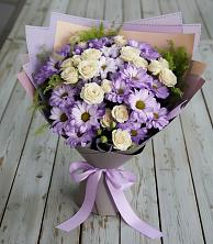 Букет цветов из:  Хризантемы и Розы в Солуно-Дмитриевском